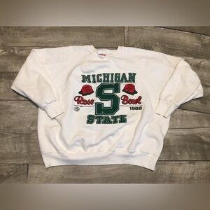 Vtg 1988 Michigan State Spartans Rose Bowl Bassett-Walker Crewneck Sweatshirt LG